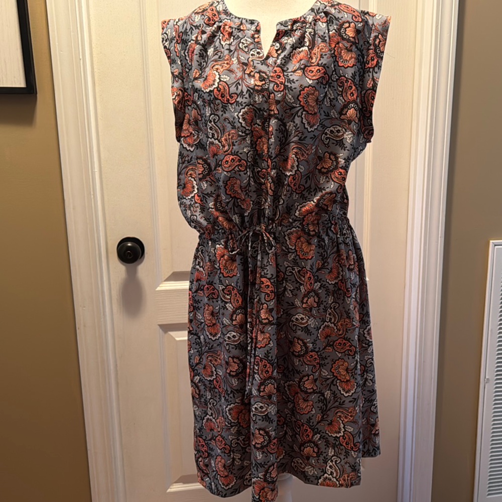 LOFT Gray and Coral Dress